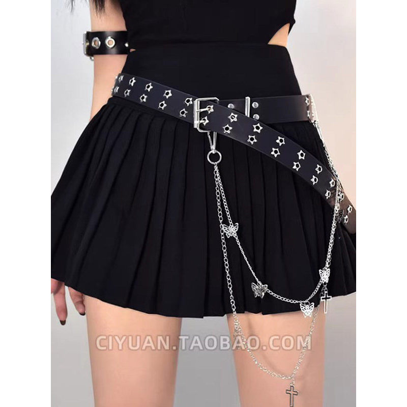 thắt lưng y2k quần hiphop y2k y2k outfit Gothic Cyberpunk Ngôi Sao Hai Lông Thắt Lưng Váy Dây Xích V