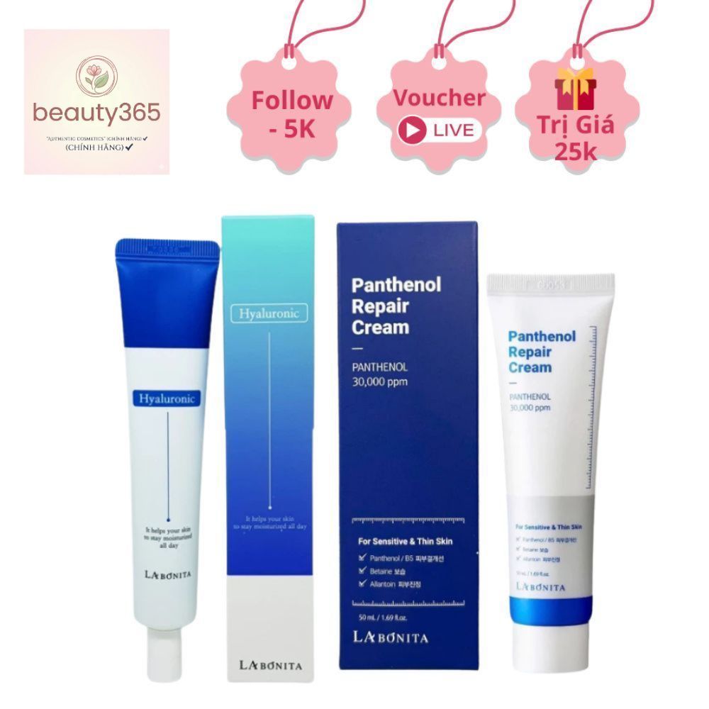 Kem dưỡng ẩm LABONITA B5 PANTHENOL, HYALURONIC ACID HA cream phục hồi cấp ẩm da