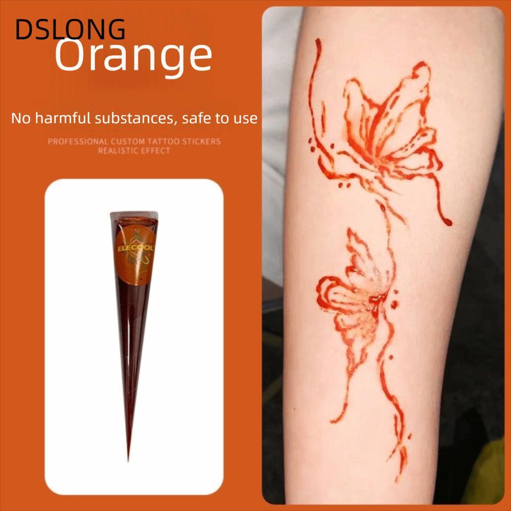 DSLONG Henna Tattoo Cream, Black Brown Semi-permanent Henna Paste Cone, Body Art Tạm thời Dễ sử dụng