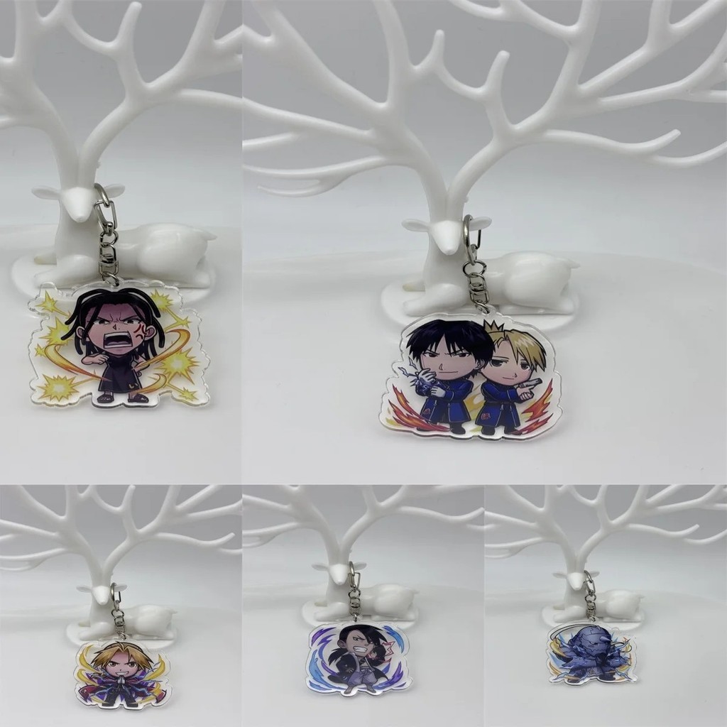Móc khóa Anime Fullmetal Alchemist Giả kim thuật sư Edward Elric Alphonse Elric Roy Mustang Acrylic 