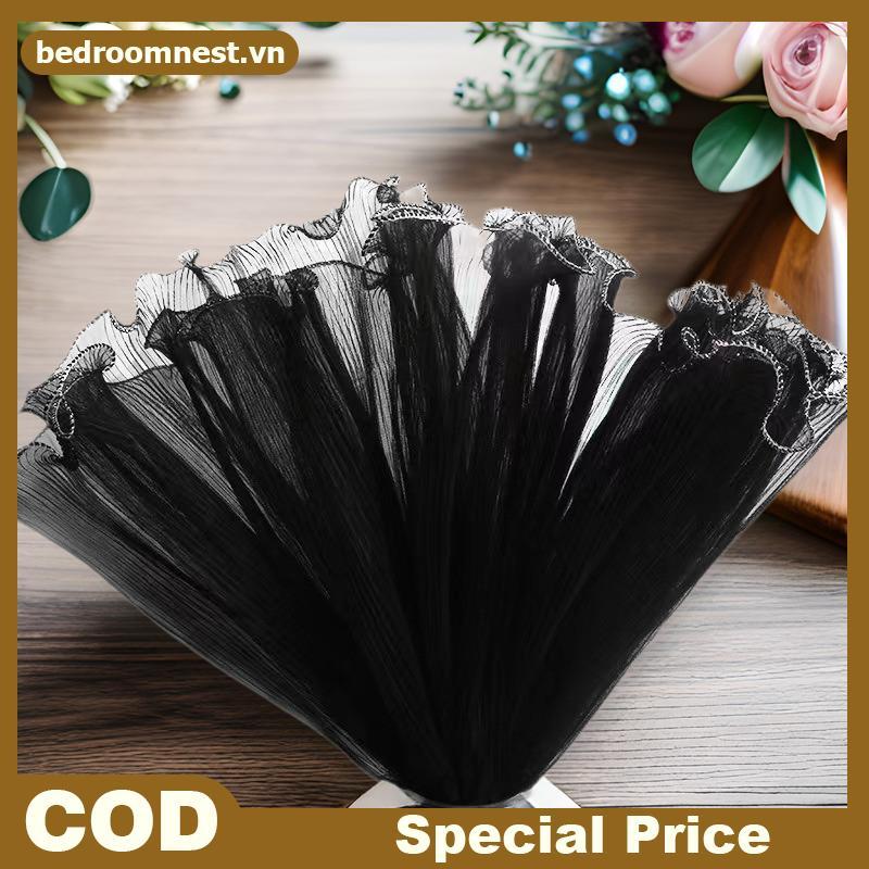 BEDROOM Sóng Sợi Lưới Cuộn Cạnh Vàng Cho Bó Hoa Tiệc Cưới Thủ Công Trang Trí Thủ Công 4Yards x 28CM 