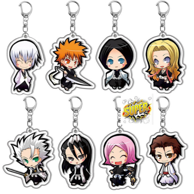 Móc khoá Anime Bleach Keychain Cartoon Figure Kurosaki Ichigo Kuchiki Rukia Inoue Orihime Pendant Ke