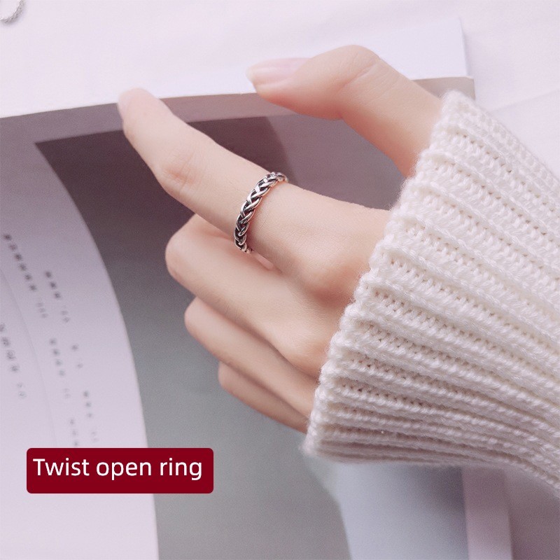 nhẫn bạc 925 nhẫn bạc thật Nhẫn nữ bạc 925 mở đầu có thể điều chỉnh độc đáo