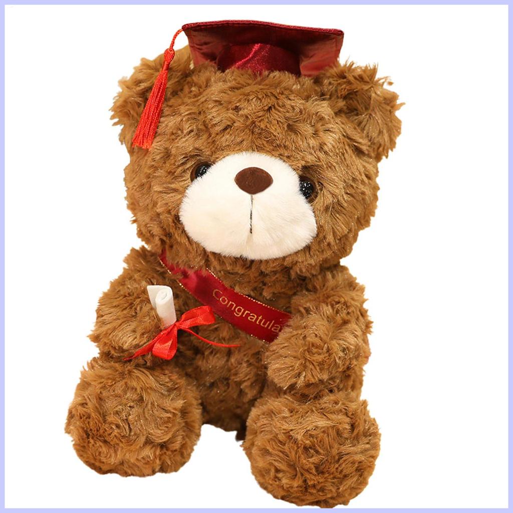 Đồ chơi gấu tốt nghiệp Gấu nhồi bông tốt nghiệp có mũ đen Gấu động vật nhồi bông có mũ tốt nghiệp mà