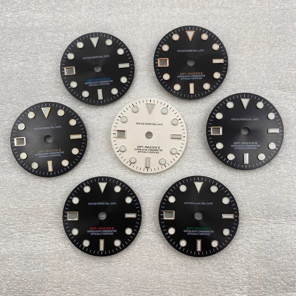 Phụ kiện đồng hồ ~ Phong cách mới GMT Tay trái NH34 Đường kính mặt số 28,5mm Phụ kiện đồng hồ mặt số
