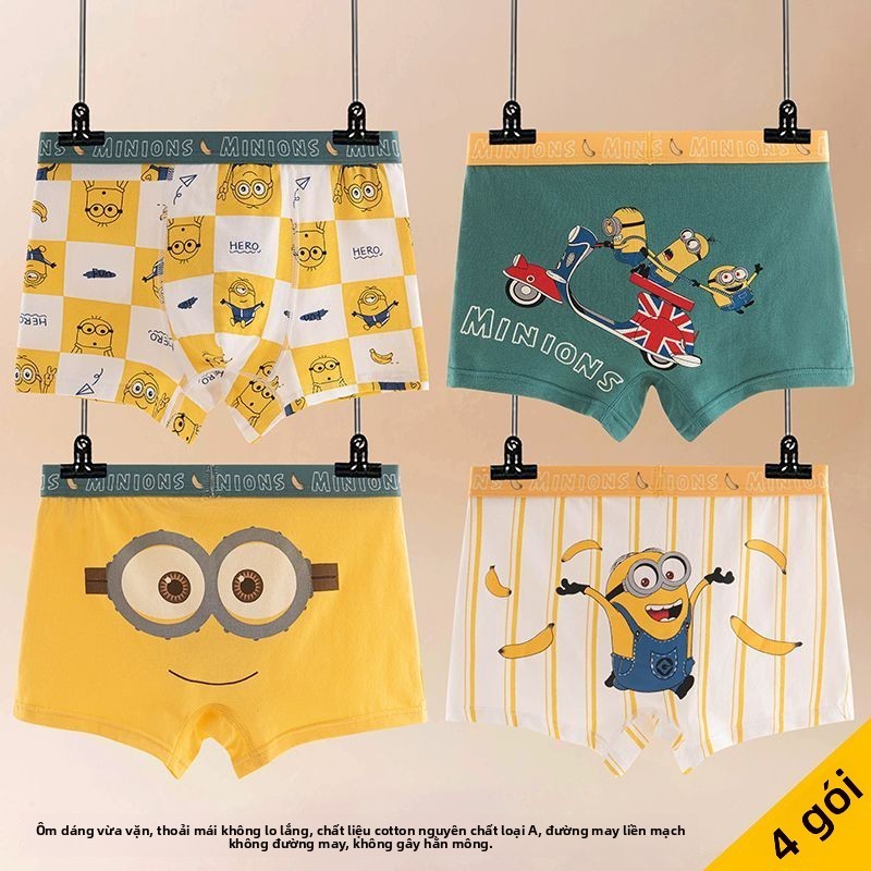 Quần lót boxer cotton Spider-Man cho bé trai - quần lót hoạt hình thoáng khí mềm mại mặc hằng ngày