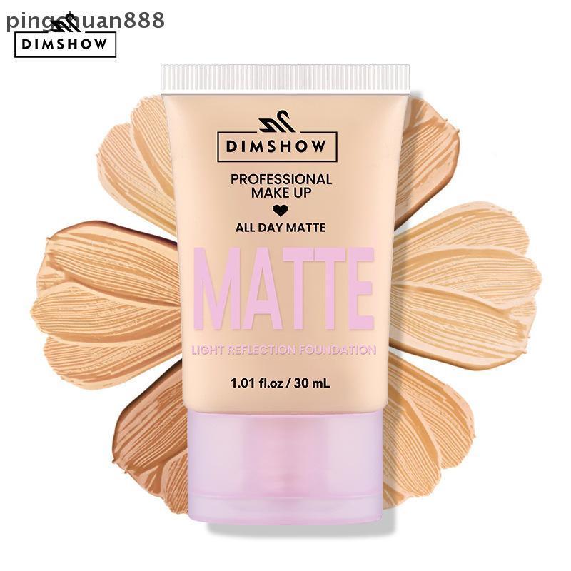 Kem nền che phủ toàn diện pingchuan888 DIMSHOW, Kem nền dạng lỏng kiểm soát dầu hoàn thiện mờ, che k