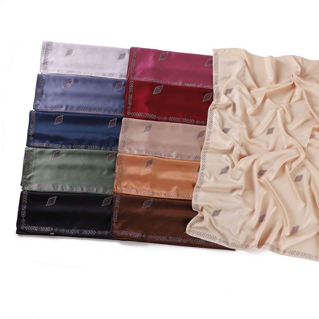 Solid Color110x110Square scarf made of faux silk, matte satin, single-color satin headscarf, gauze s