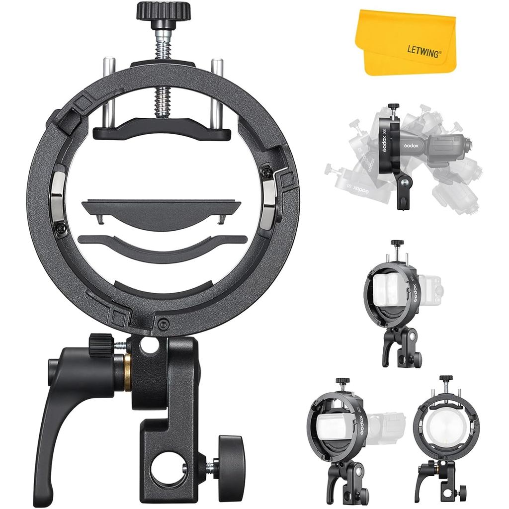 Godox S3 Speedlite Giá đỡ, Giá đỡ loại S Phiên bản cập nhật Giá đỡ gắn Bowens cho Godox V1 V1Pro V10