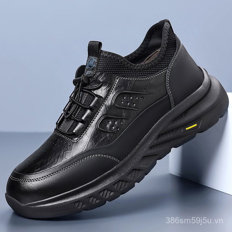 Lukang-Giày trắng chất lượng cao Da thật Giày thể thao thông thường Giày hợp thời trang, Giày bố