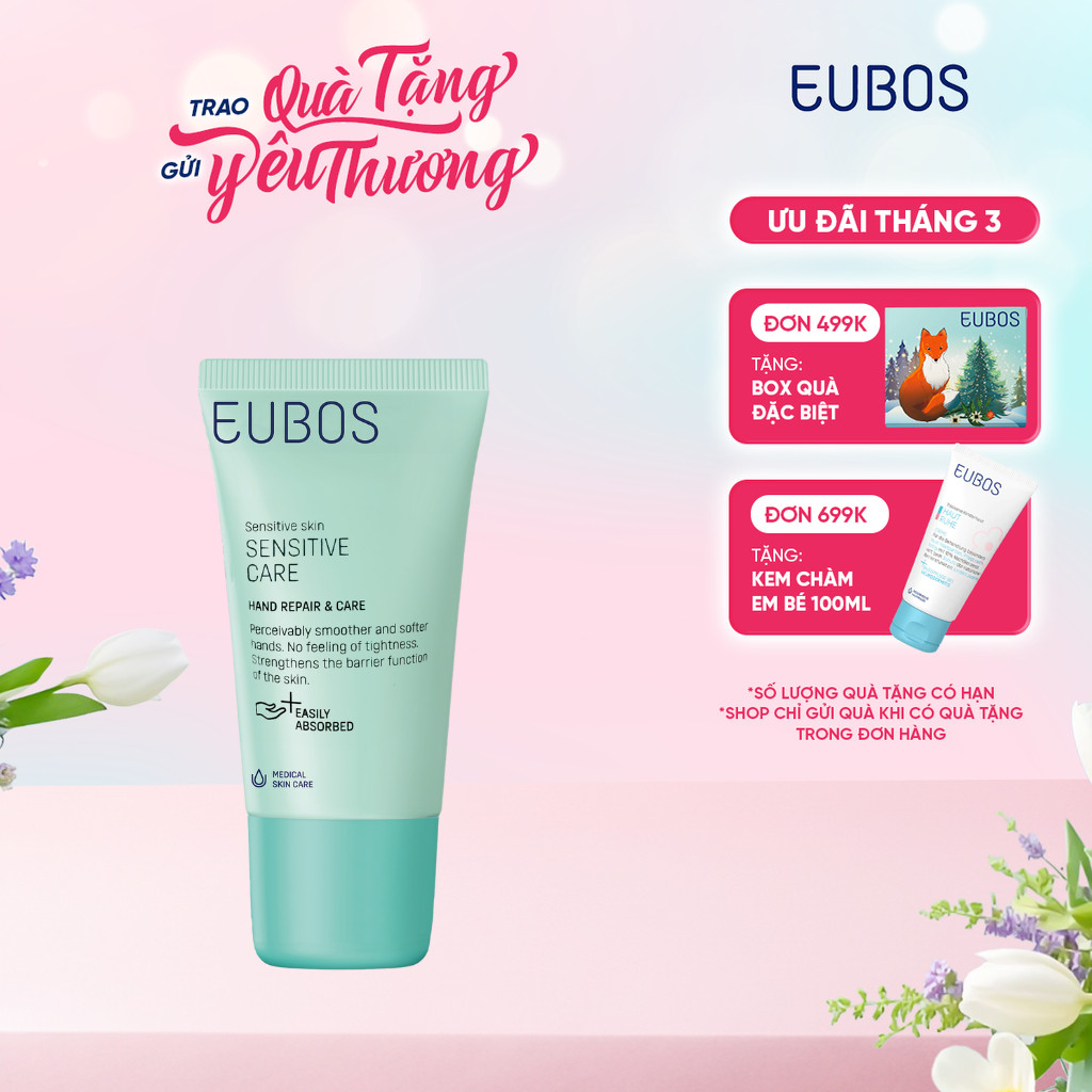 Kem Dưỡng Da Tay và Móng EUBOS Giúp Bảo Vệ Da Mềm Mịn, Dưỡng Ẩm Không Gây Nhờn Rít, Phục Hồi Da Tay