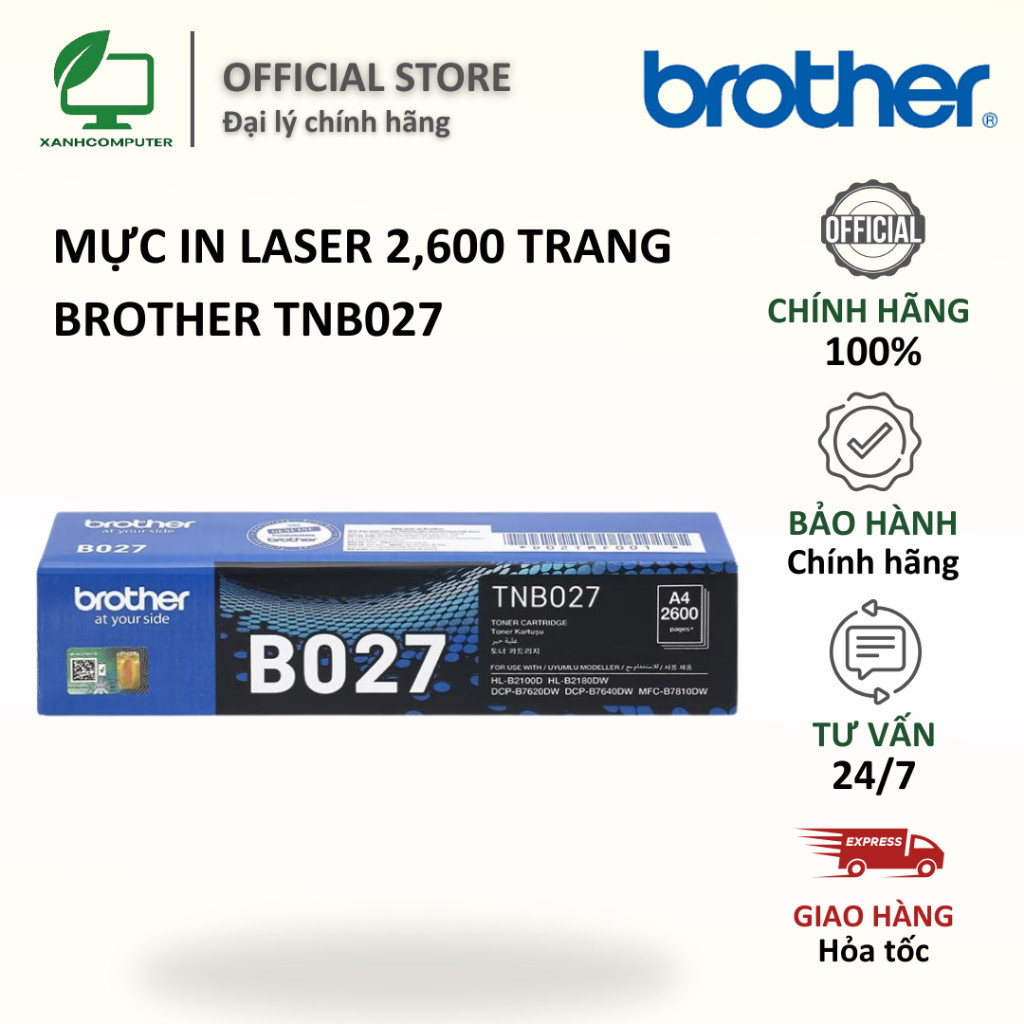 Mực in laser 2,600 trang Brother TNB027 New hãng