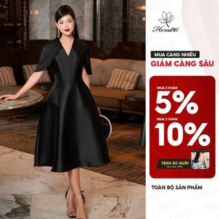 Đầm dạ hội nữ HeraDG dáng xòe thiết kế phủ vai sang trọng, chất vải Tafta cao cấp WDPBB6058