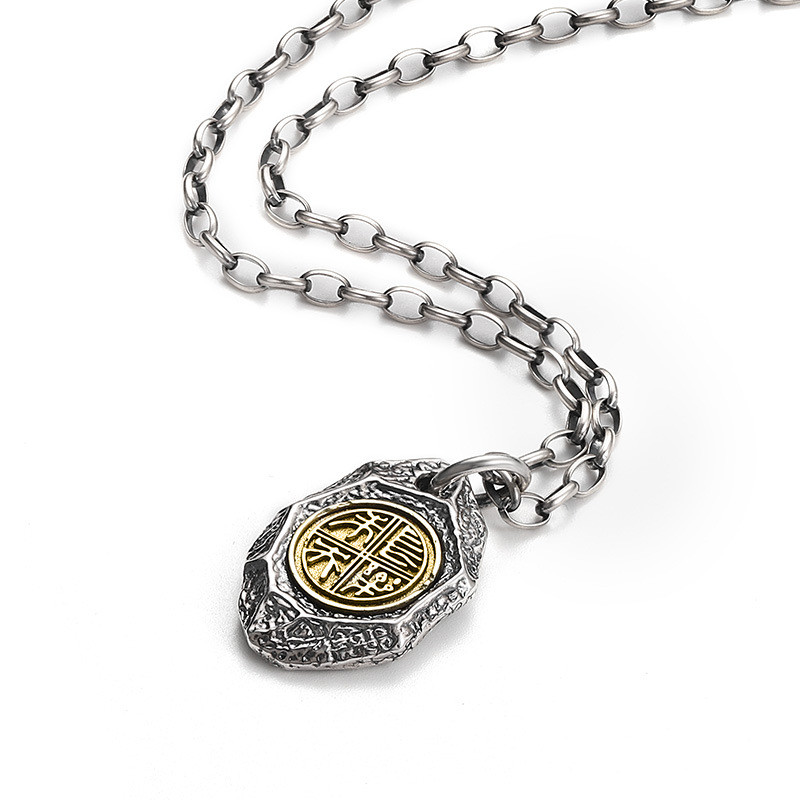 Premium In-Stock#ShinQin Jewelry Pure Silver Necklace for Men, Niche Brand Men's Pendant, Trendy Ret