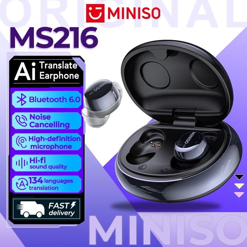 MINISO MS216 Tai nghe dịch thuật AI Tai nghe Bluetooth 6.0 Tai nghe Bluetooth không dây Khử tiếng ồn chủ động Tai nghe dịch thuật Chất lượng âm thanh HiFi Theo dõi nhịp tim | BigBuy360 - bigbuy360.vn