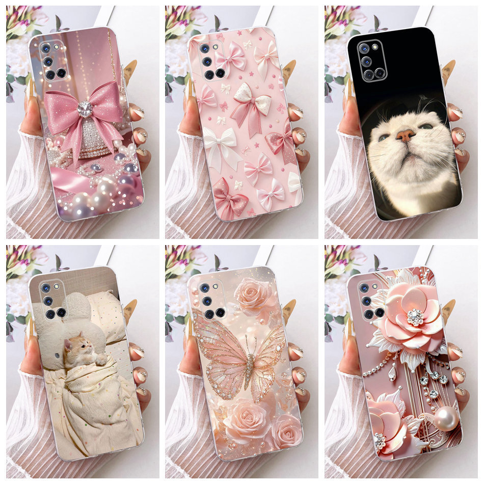 Dành Cho OPPO A52 A72 A92 Mới Thanh Lịch Họa Tiết Mèo Họa Tiết Hoa Oppo A52 A72 A92 4G Ốp Điện Thoại