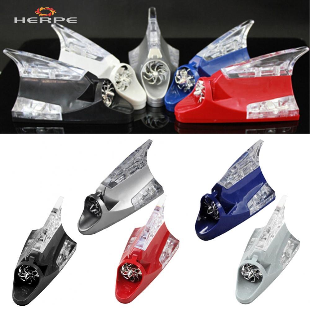 [HERPEVN]Wind Powered LED Car Light Auxiliary Rotation Fan Lamp for Vehicle Use[Ready stock]