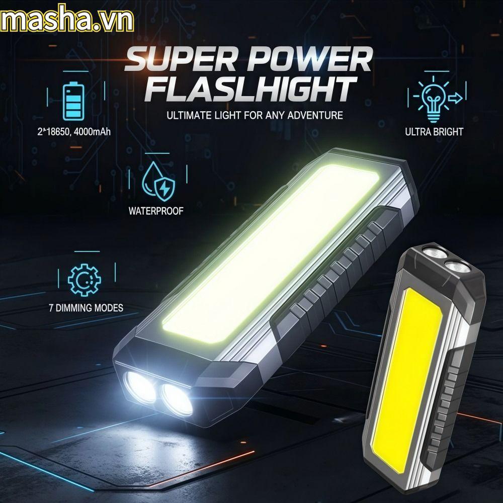 Đèn làm việc COB từ tính LED 18650, chống nước 4000mAh, phù hợp cắm trại và chiếu sáng ngoài trời