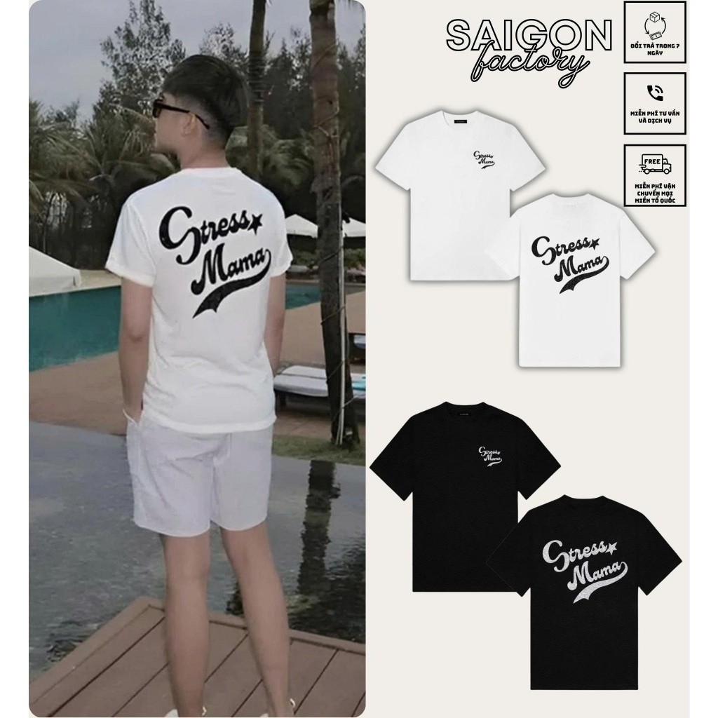 (COD) Áo Thun Stress Mama Kim Tuyến Hot Trend 2025 Chất Vải Cotton 2 Chiều Dày Dặn Đứng Form