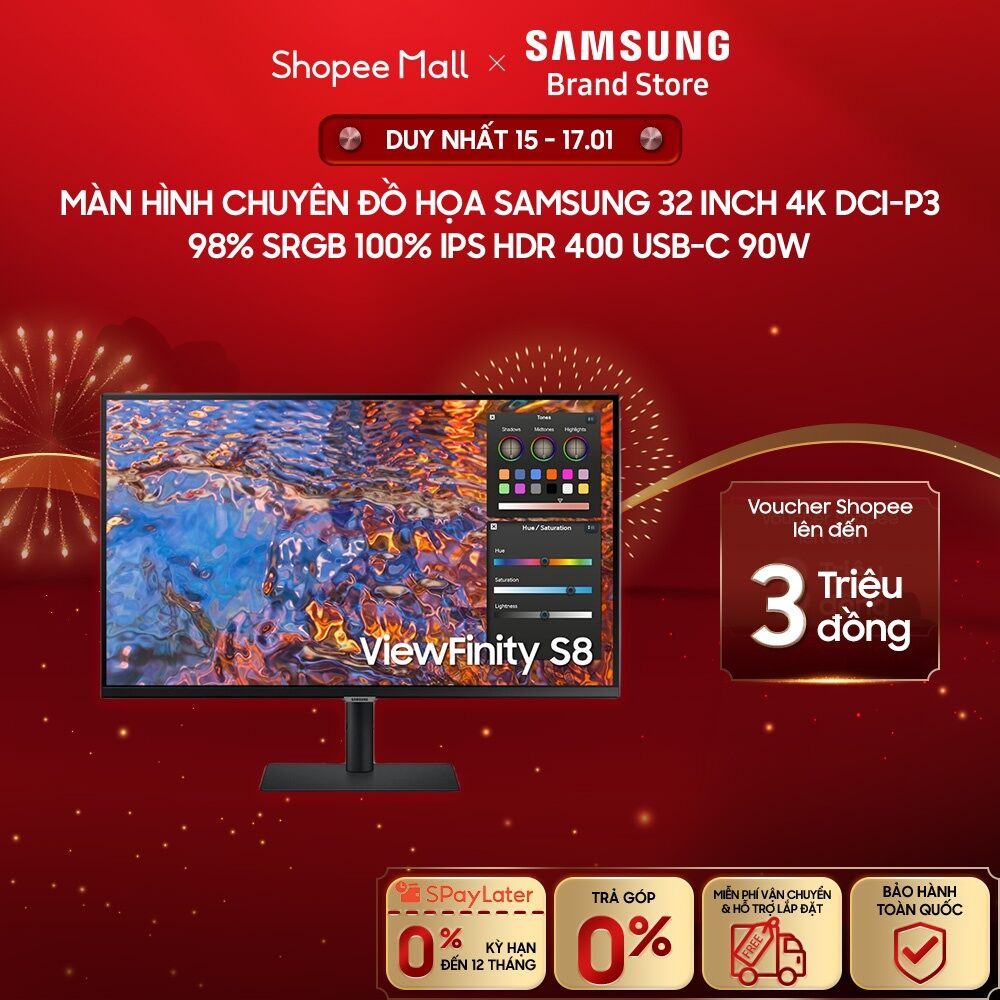 [FREESHIP]  Màn hình Chuyên đồ họa Samsung 32 inch LS32B800PXEXXV 4K DCI-P3 98% sRGB 100% IPS HDR 40