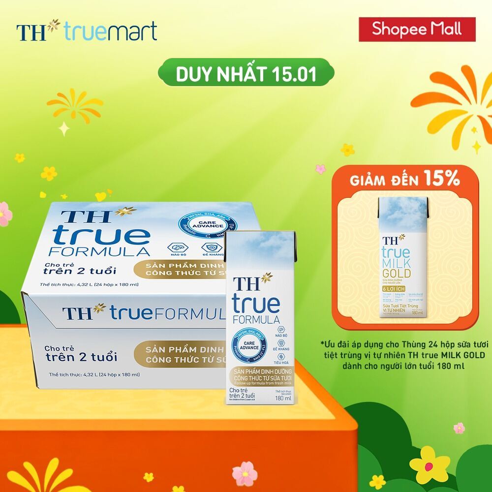 Thùng Sản phẩm Dinh Dưỡng Công Thức TH true FORMULA milk 180ml Dành Cho Trẻ Trên 2 Tuổi (24 Hộp)