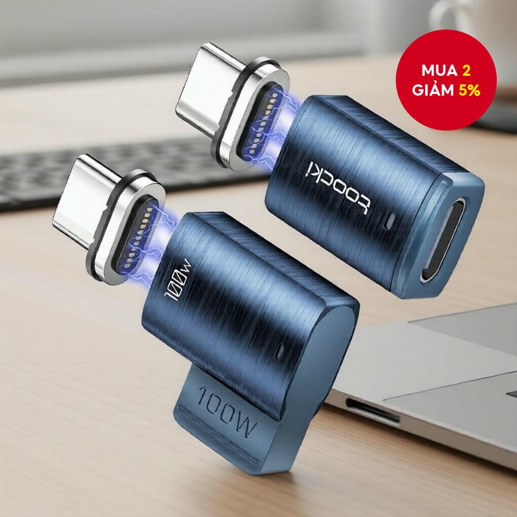 Toocki 100W Elbow Magnetic Type C to Type C OTG Converter USB-C to USB-C Adapter Sạc nhanh