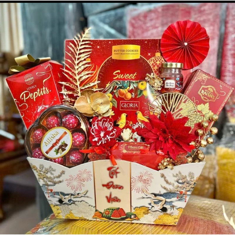 Tặng Màng Co] Combo Phụ Kiện Thuyền Làm Giỏ Quà Tết – Đầy Đủ Phụ Kiện Lên Tháp – Không Gồm Bánh Kẹo