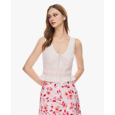 GIGI - Áo croptop nữ cổ V phối bèo nhún_G1212T261259-00