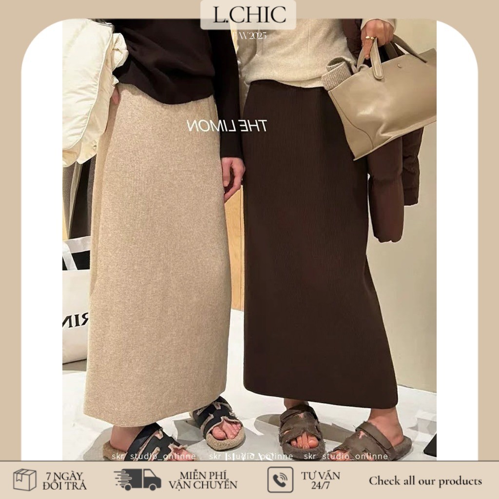 Lucas - Chân váy len dáng a dài trơn 2555