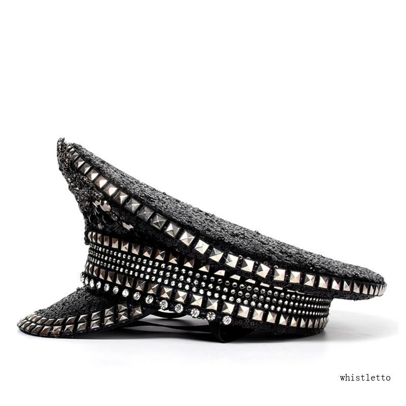 Bejeweled Captain Hat Crystal Sequins Sailor Hat Beret for Bachelorette Party