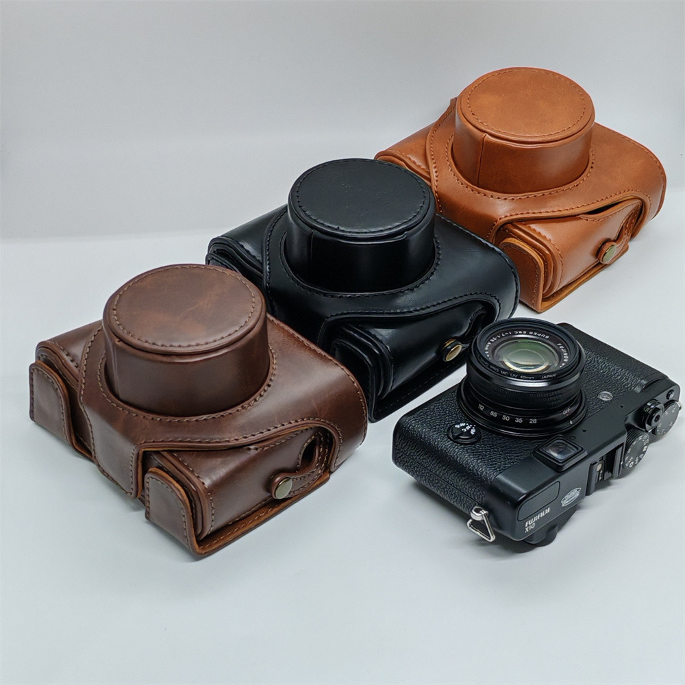 Túi đựng máy ảnh bằng da PU cho Fujifilm X10 X20 x10 x20 Vỏ bảo vệ toàn thân có dây đeo