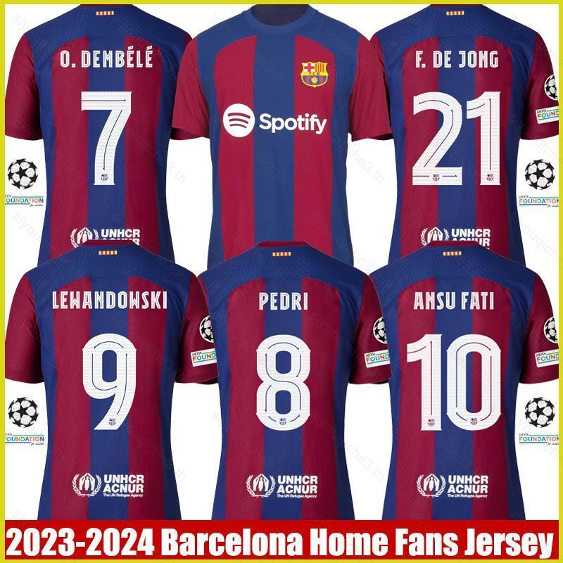 SY3 2023-2024 Barcelona Sân nhà Jersey Lewandowski Jong Fati Dembele Pedri Áo thun bóng đá Plus Size
