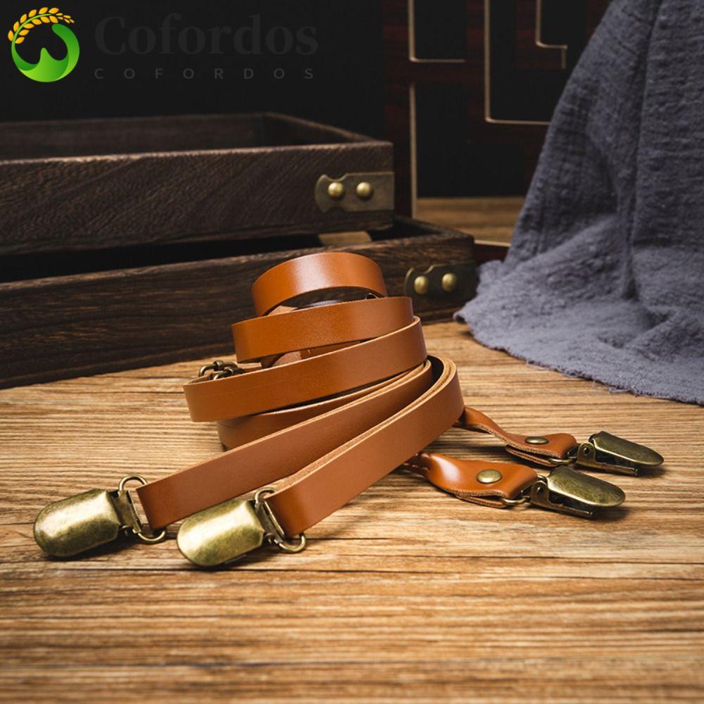 COFORDOS Suspenders Cho Nam - Dây Da Đen 1.5cm, Phong Cách Anh Retro Đơn Giản