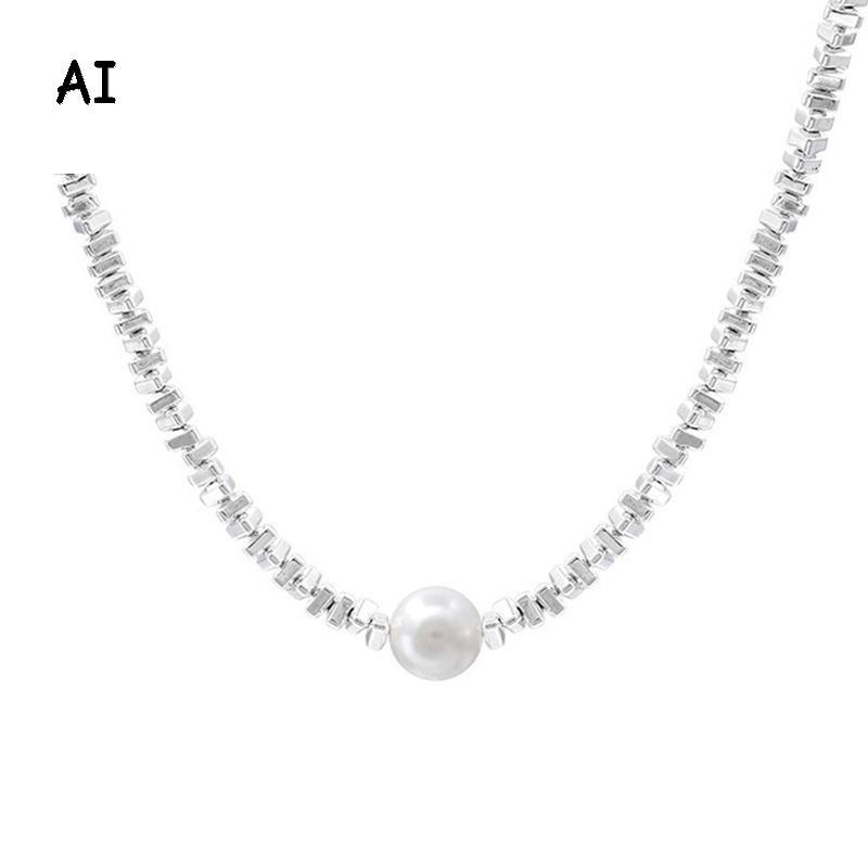 AI Gãy Bạc Ngọc Trai Mặt Dây Chuyền Nelace Opal Dây Xích Sáng Bóng Nữ Tính Khí Trang Sức Choker Nela
