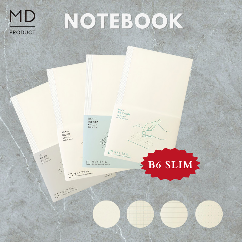 MIDORI MD Notebook MD paper B6 Slim GRID/ LINE/ BLANK/ DOT MD PRODUCT DESIGNPHIL, Journal Japan