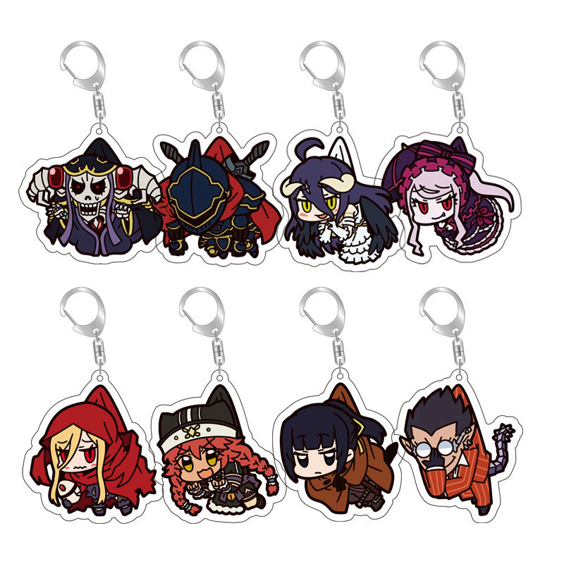 Anime Cartoons Albedo Over Lord Shalltear Bloodfallen Aura Bella Fiora Cosplay Keychain Accessories 