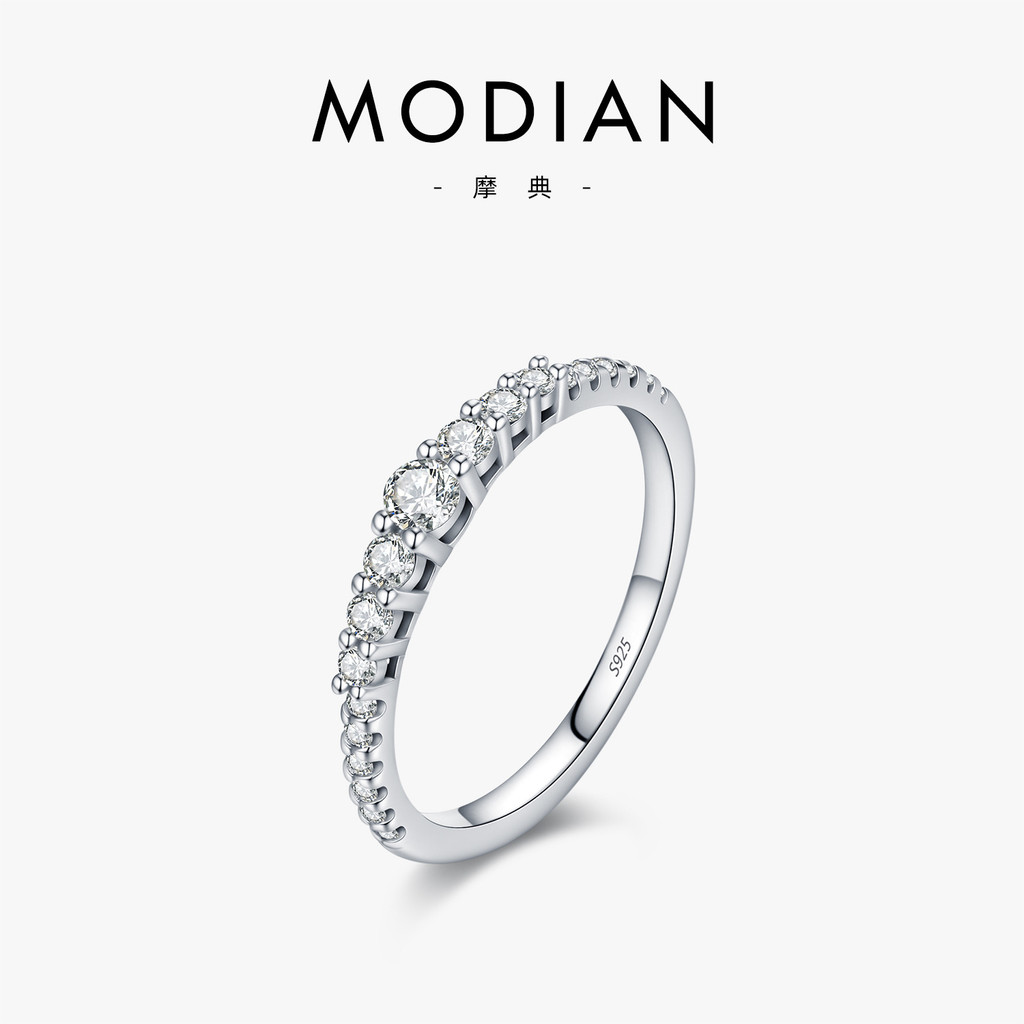 Moissanite S925Pure Silver Exquisite Row Diamond Ring for Women, Stackable Fragmented Diamond Ring