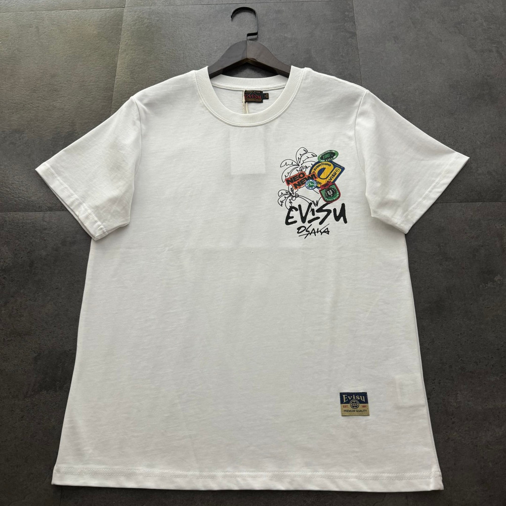 Evisu Áo Thun Ngắn Tay Nam Nữ Cặp Đôi Phong Cách Mới