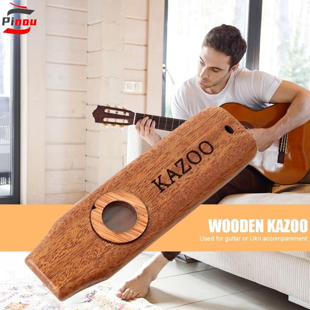 Kazoo gỗ POOU, gỗ có dây buộc nhẹ Kazoo, nhạc cụ thiết kế sáng tạo có thể tháo rời Nhạc cụ bền bỉ Nh