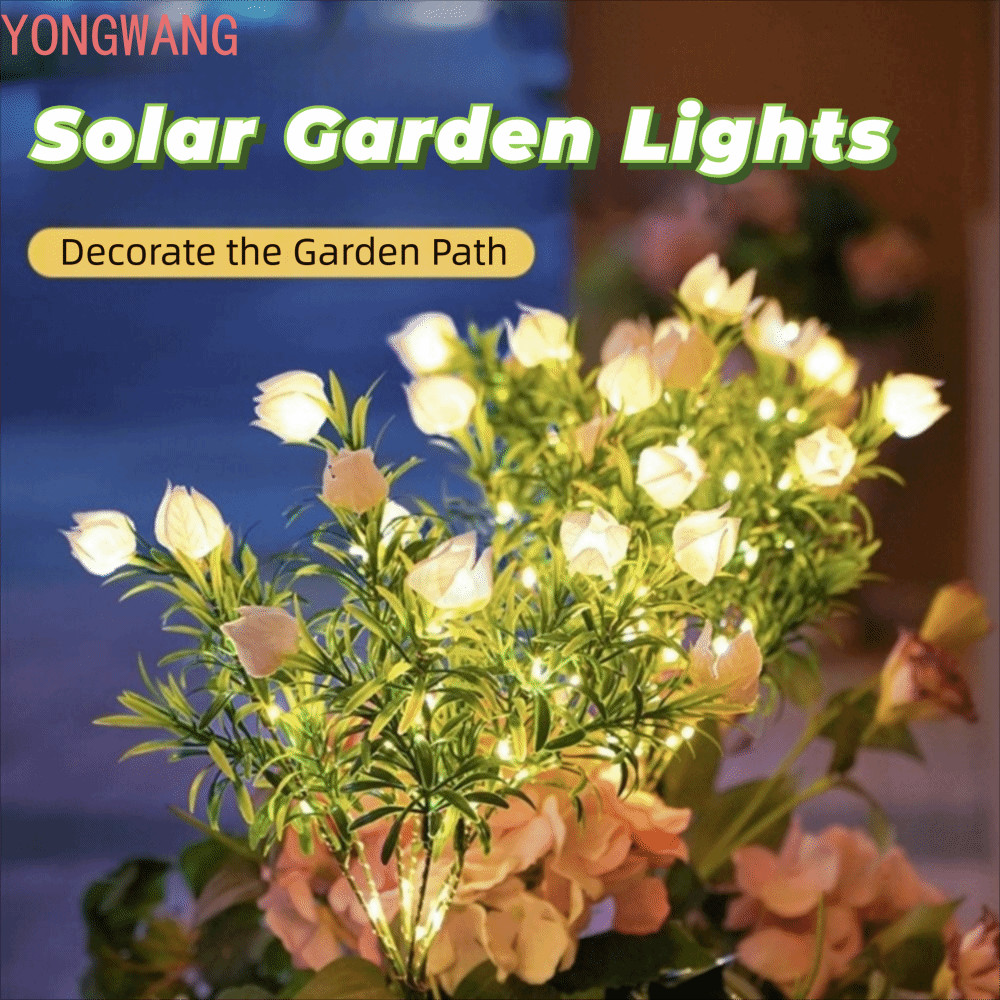Đèn hoa nhân tạo năng lượng mặt trời YONGWANG66ZX, Hoa Gardenia 42LED Đèn sân vườn năng lượng mặt tr