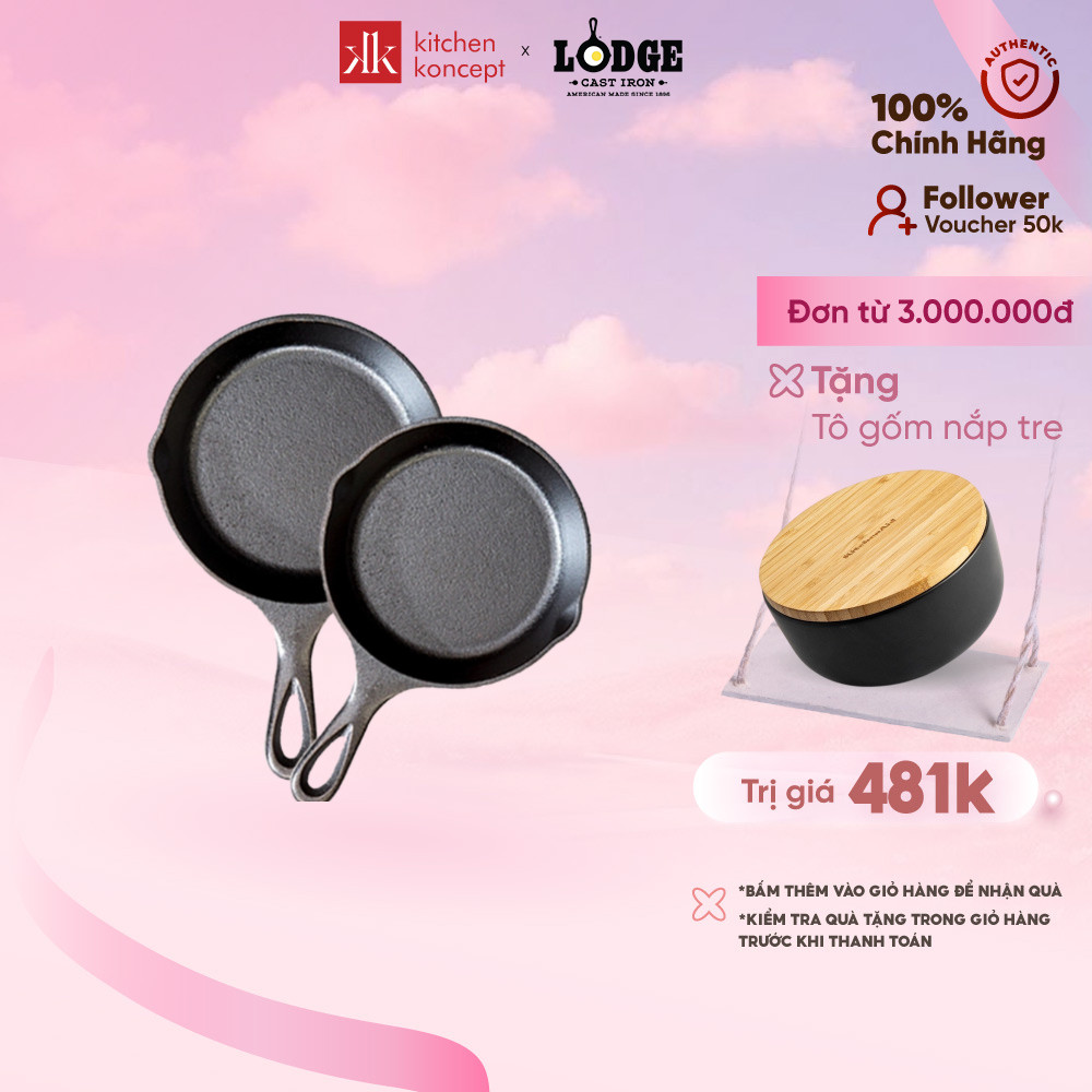 [Mã BMLTB200 giảm đến 100K đơn 499K] Chảo Gang Lodge sản xuất tại Mỹ Heat Treated- Nhiều Kích Cỡ