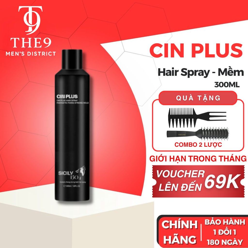 [MUA 1 TẶNG 2] Gôm xịt giữ nếp Cinplus Hair Spray 300ml gôm mềm, giúp giữ nếp, tạo texture - CINPLUS