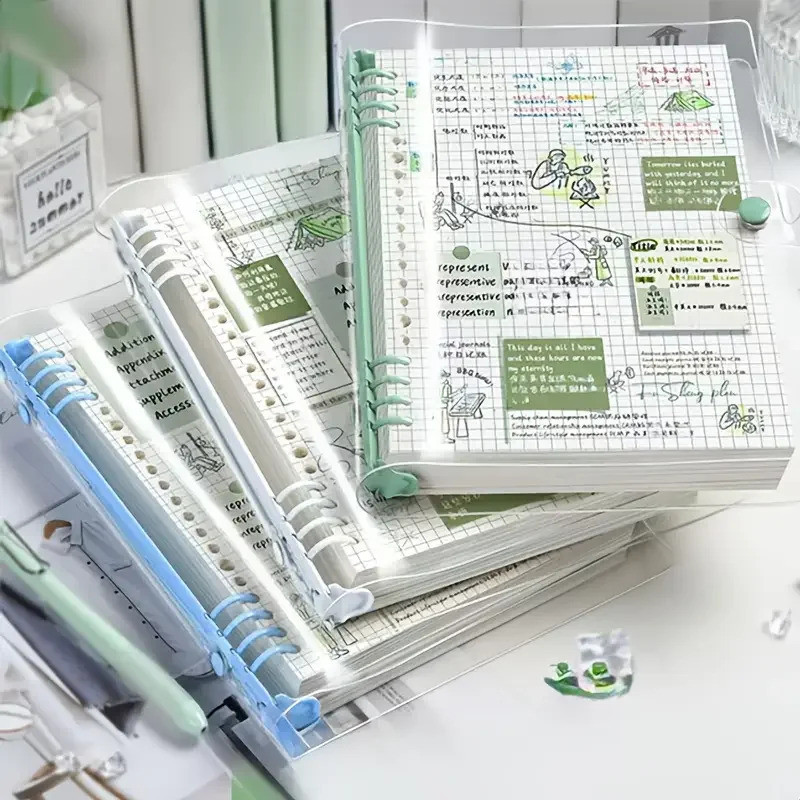 Loose Leaf Notebook A5 120 Trang Trong Suốt Bìa Mềm Lưới Giấy Trường Văn Phòng Notepad Văn Phòng Phẩ