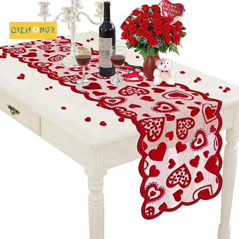 Ren Đỏ Bàn Chạy Trái Tim Trang Trí Bàn Chạy 13 X 72Inch, Ngày Lễ Tình Nhân Lãng Mạn Trái Tim Bàn Chạ