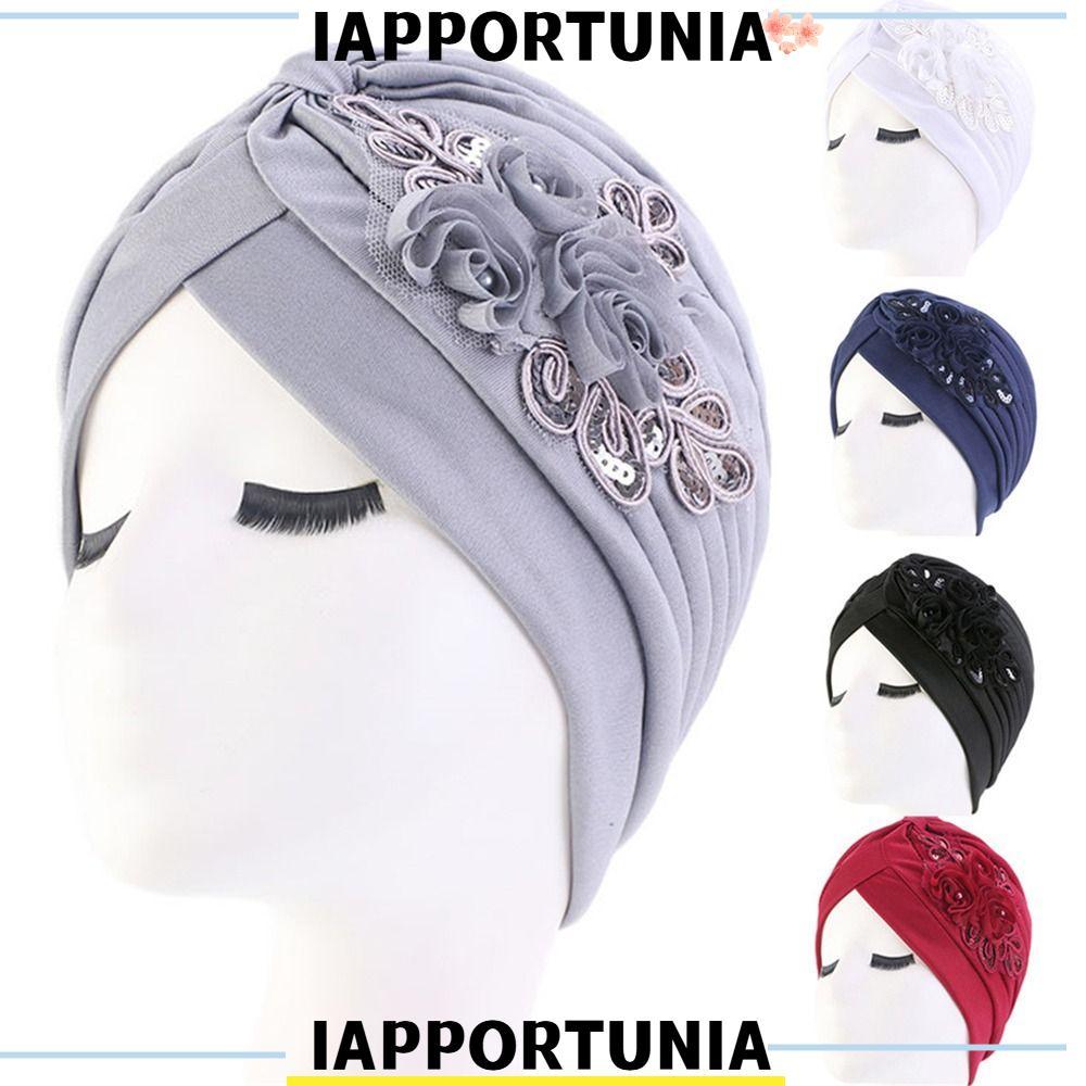 IAPPORTUNIA Mũ Turban Hồi giáo Mũ Bandana Mũ ngủ xếp ly