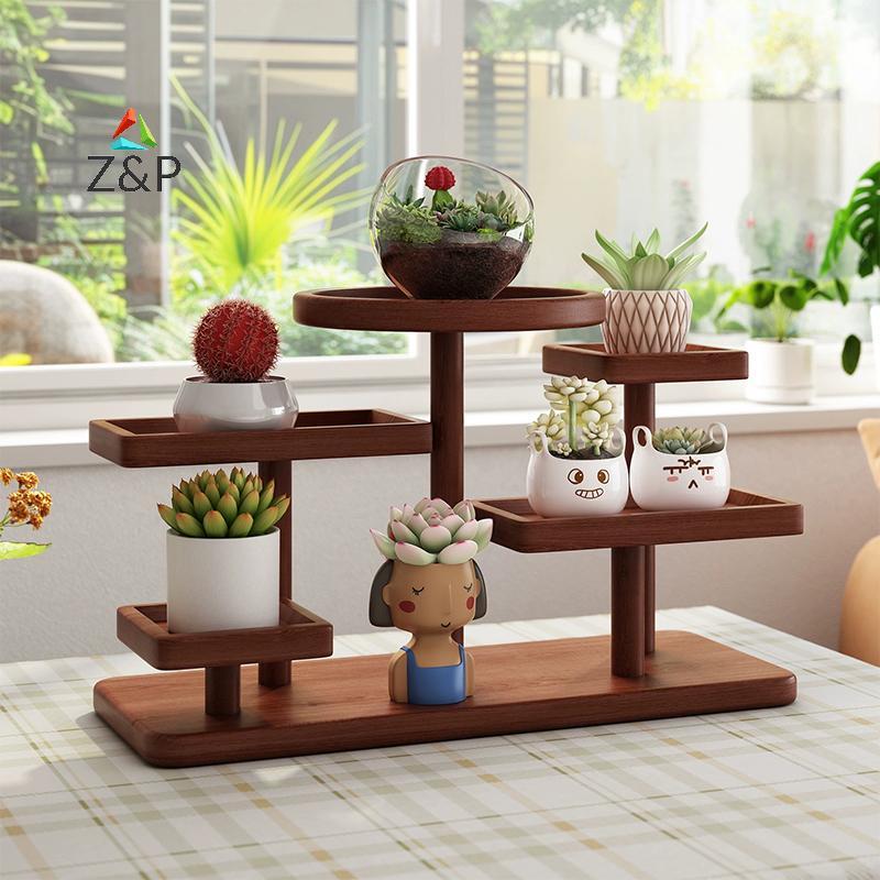 [Z & P-t] Màn hình Riser Mặt bàn bằng gỗ Giá đỡ bằng gỗ Giá đỡ cây trồng trong chậu nhỏ để trang điể