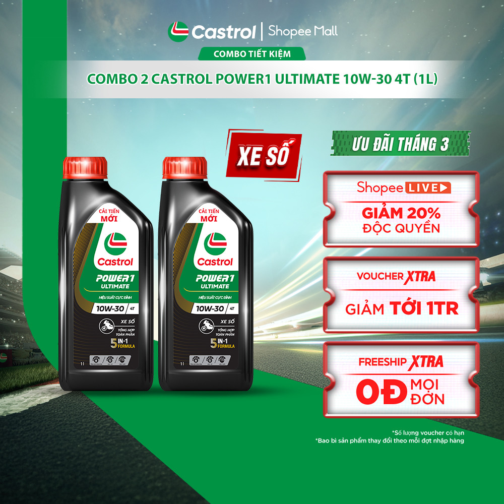 COMBO 2 Dầu nhớt xe số Castrol POWER1 ULTIMATE 10W-30 4T (1L)