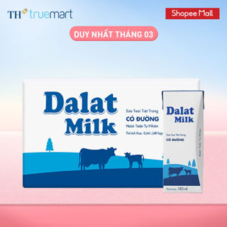 Thùng 48 hộp sữa tươi tiệt trùng  Dalatmilk có đường 180 ml (180 ml x 48)