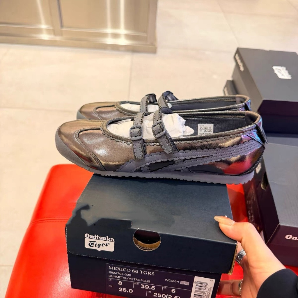 Mexico 66 TGRS Onitsuka Tiger Mary Jane Ballet Flats Thoải Mái Slip-On Đi Lại Hàng Ngày Đường Phố Th