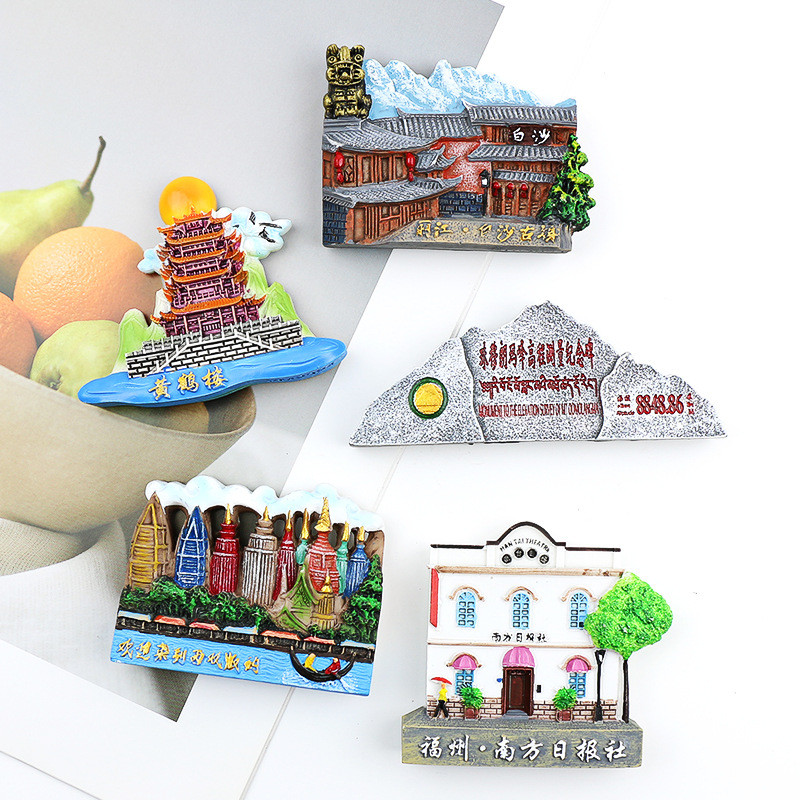 Nam Châm Tủ Lạnh Bộ Sưu Tập Du Lịch Lưu Niệm Trung Quốc Fuzhou Tủ Lạnh Dán Xizen Đền Huanghelou Bais